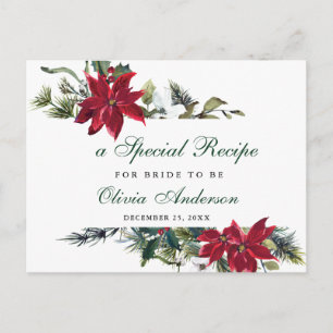 Elegante Red Poinsettia Brautparty Rezept Card Postkarte