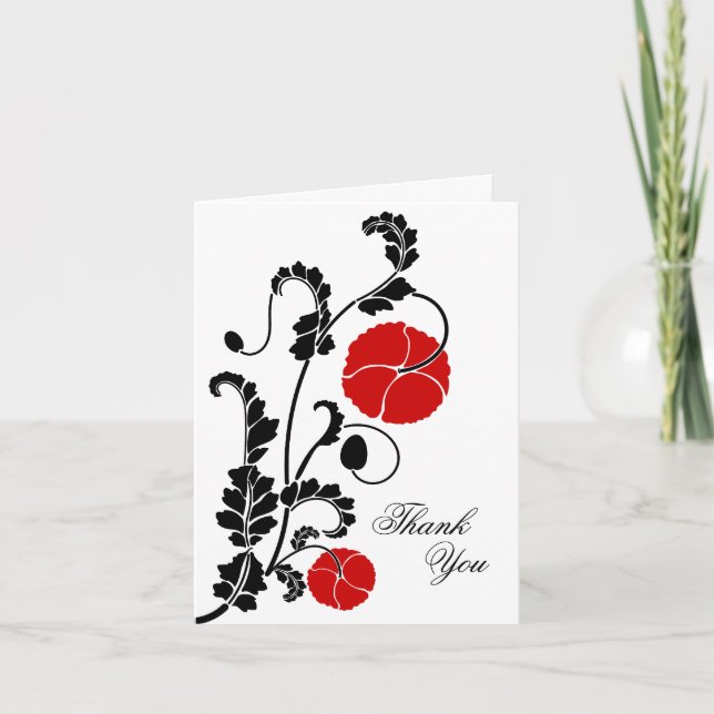 Elegante Red Poppy Dankeschön Note Card Dankeskarte (Vorderseite)
