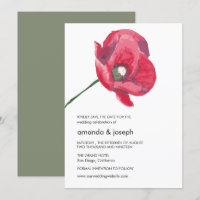 Elegante Red Poppy Hochzeit Sichern Sie die Datums