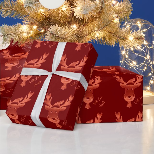 Elegante Red Reindeer Pattern Niedliche Weihnachte Geschenkpapier (Feiertage)
