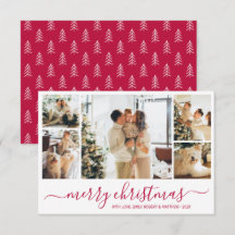 Elegante Red Script Collage Weihnachtskarte