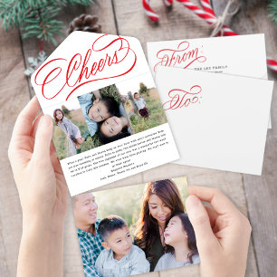 Elegante Red Script Tear Away Foto Holiday Card All In One Einladung