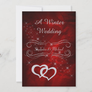 Elegante Red Silver Winter Wedding Einladung2 Einladung