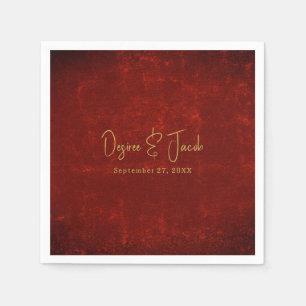Elegante Red Texture Gold Land Rustikale Weihnacht Serviette
