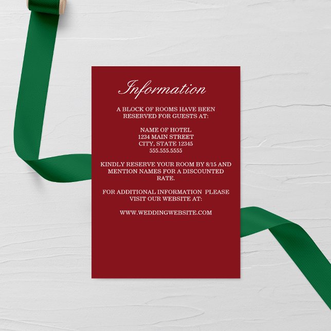 Elegante Red Wedding Enclosure Card Begleitkarte (Von Creator hochgeladen)