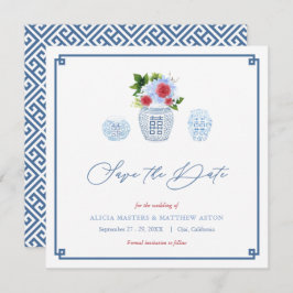 Elegante Red White Blue Holiday Weekend Wedding Save The Date