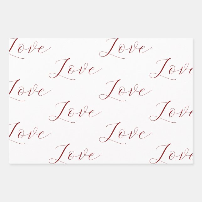 Elegante Red White Liebe Wedding Geschenkpapier Set (Vorderseite)