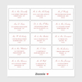 Elegante Red & White Wedding individuelle Adresse Aufkleber