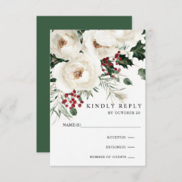 Elegante Red White Winter Christmas RSVP Karte