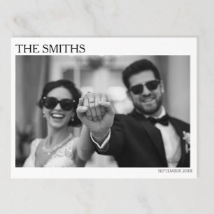 Elegante redaktionelle Hochzeits-Elopement-Postkar Postkarte