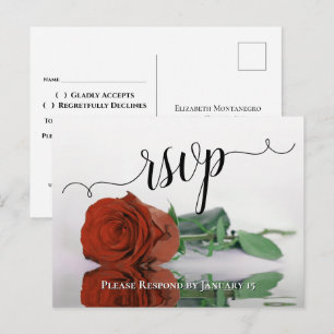 Elegante reflektierende rostorange Rosen-Hochzeits Postkarte