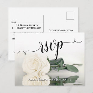 Elegante Reflektion der weißen Elfenbein-Rose Hoch Postkarte