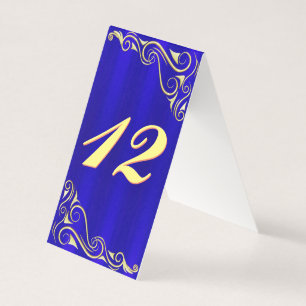 Elegante Regal Gold und Blue Blüh Table Card