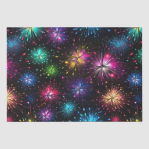 Elegante Regenbogen-Feuerwerke auf schwarzem Hinte Seidenpapier