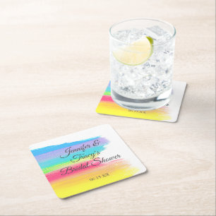 Elegante Regenbogen-Personalized-Lesben-Brautparty Rechteckiger Pappuntersetzer