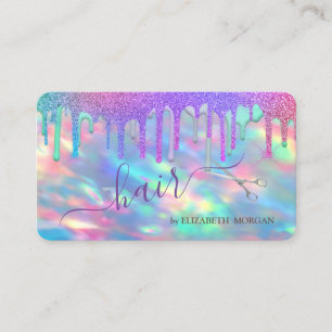Elegante Regenbogen-Tropf-Schere Holografisches Op Visitenkarte