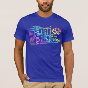 Elegante Regenbogen-Yoga-Namen der Positionen T-Shirt