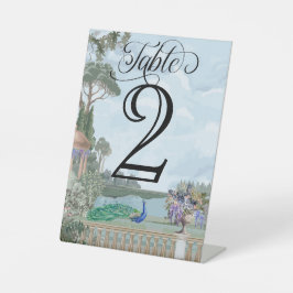 Elegante Regency Era Garden Wedding Tischnummer Sockelschild