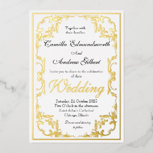 Elegante Regency Gold Verziert Border Wedding Folieneinladung