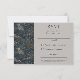 Elegante Reiher-Hochzeit auf dem Wasser RSVP Karte