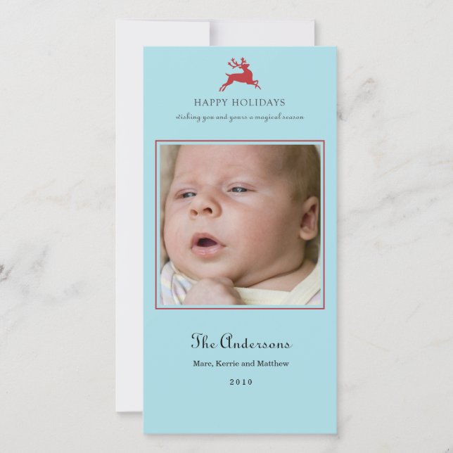 Elegante Reindeer Weihnachtsfotokarte Feiertagskarte (Vorderseite)