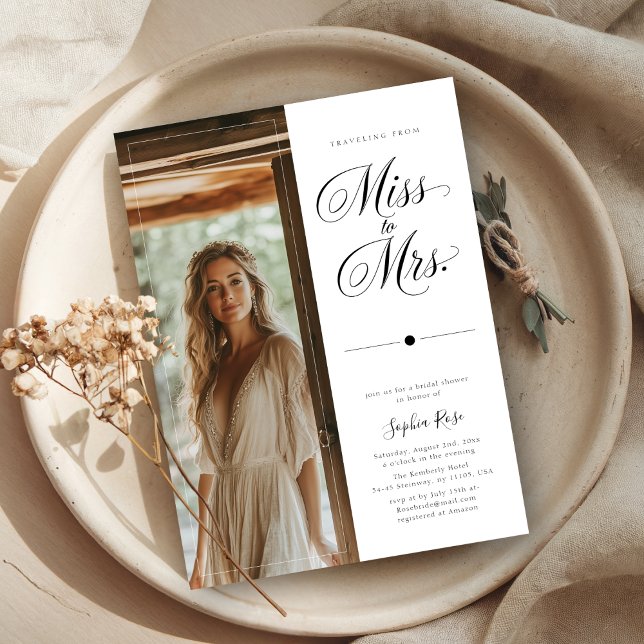 Elegante Reise von Miss nach Brautparty Einladung (Von Creator hochgeladen)