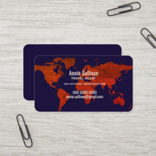 Elegante Reiseagentur Kontakt - Weltkarte Visitenkarte