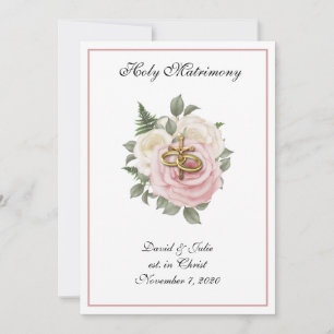 Elegante, religiös-katholische Hochzeiten-Rose Einladung