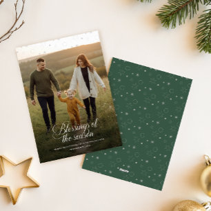 Elegante religiöse christliche Familienfoto-Weihna Feiertagskarte