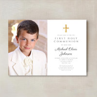 Elegante religiöse Cross Foto Boy First Communion