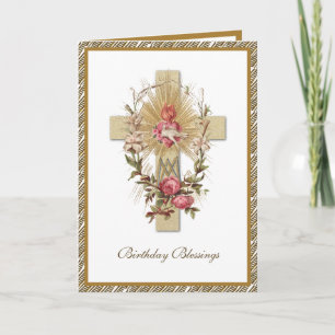 Elegante religiöse Jungfrau Mary Cross Floral Card Karte