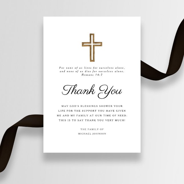 Elegante religiöse Kreuzbeerdigung Dankeskarte (Elegant Religious Cross Funeral Thank You Card)