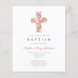 Elegante religiöse rosa, florale Kreuztaufe