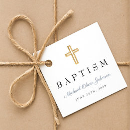 Elegante religiöse staubblaue Kreuz-Taufe Geschenkanhänger