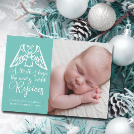 Elegante Religious Baby Foto Angel Weihnachtskarte Feiertagskarte