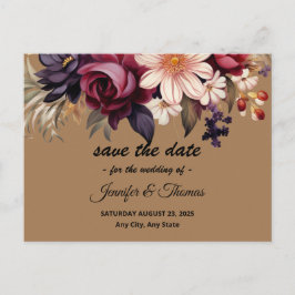 Elegante Renaissance Floral Save the Date Postkart Feiertagspostkarte