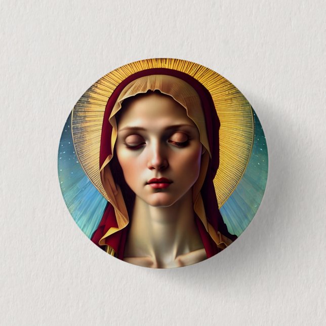 Elegante Renaissance-Jungfrau Mary Button (Vorderseite)