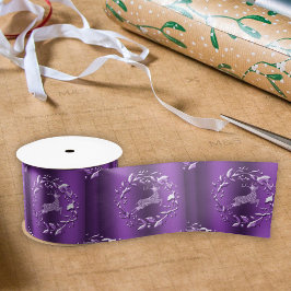 Elegante Rentier und Kämpfe Lila Weihnachten Satinband