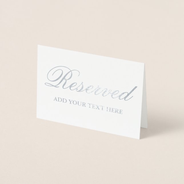 Elegante reservierte Silver Foil Table Card - Text Folienkarte (Vorderseite)