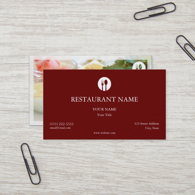 Elegante Restaurant Business Card Visitenkarte (Vorderseite/Rückseite Beispiel)