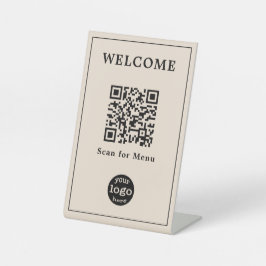 Elegante Restaurant Cafe Menü QR Code Company Logo Sockelschild