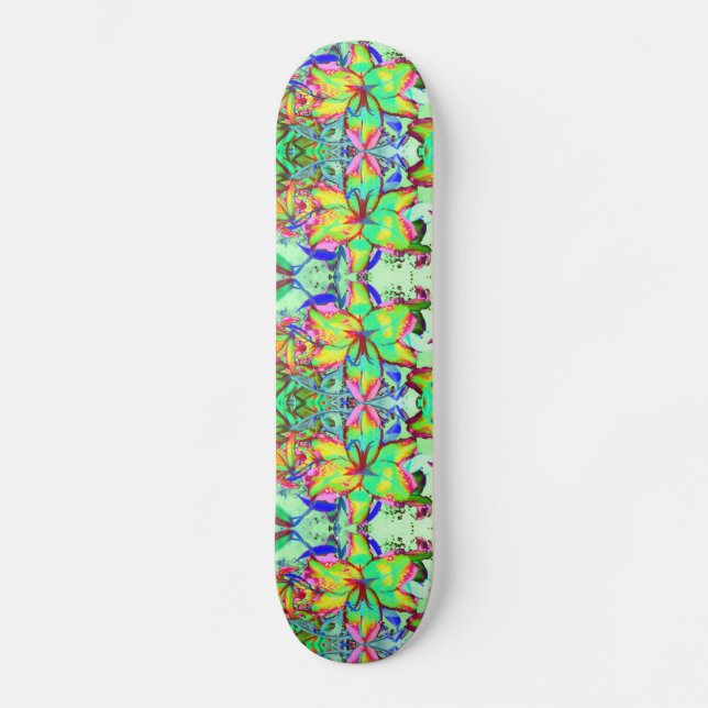 Elegante Retro-abstrakte Blumen Blume Lilien Skateboard (Vorderseite)