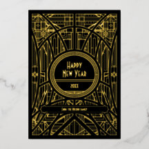 Elegante Retro-Art Deco Frohes Neues Jahr