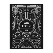 Elegante Retro-Art Deco Frohes Neues Jahr