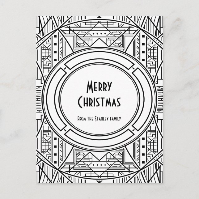 Elegante Retro Art Deko Merry Christmas Postkarte (Vorderseite)