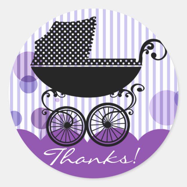 Elegante Retro Baby Carriage - Baby Shower Sticker (Vorderseite)