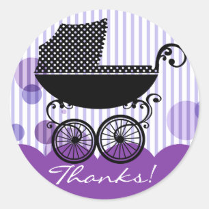 Elegante Retro Baby Carriage - Baby Shower Sticker