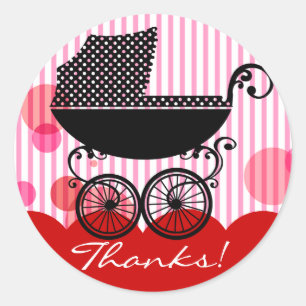 Elegante Retro Baby Carriage - Baby Shower Sticker