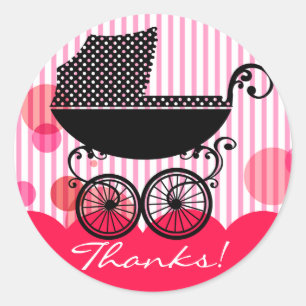 Elegante Retro Baby Carriage - Baby Shower Sticker