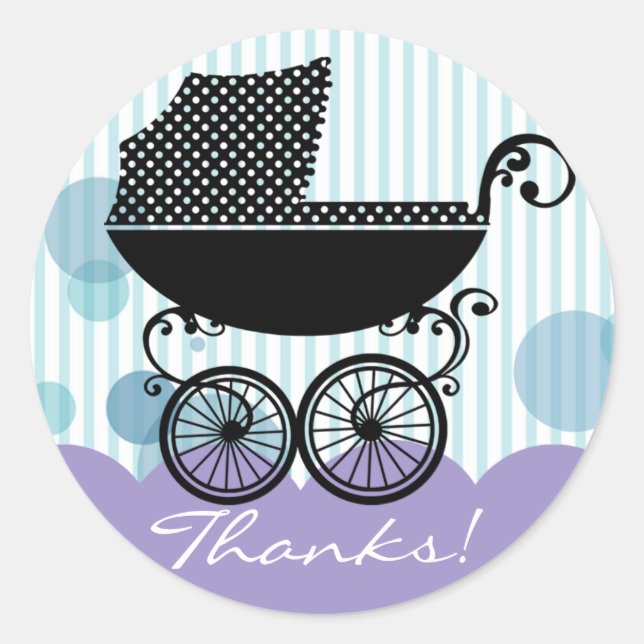 Elegante Retro Baby Carriage - Baby Shower Sticker (Vorderseite)